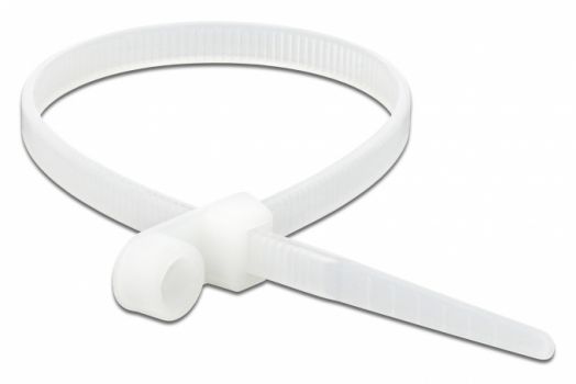 DELOCK Δεματικά καλωδίων 18944 με οπή στερέωσης, 160x4.8mm, λευκά, 10τμχ - Cables - Adapters