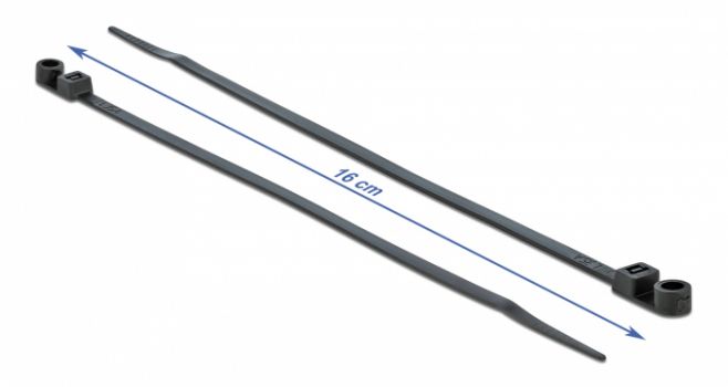 DELOCK Δεματικά καλωδίων 18949 με οπή στερέωσης, 160x4.8mm, μαύρα, 10τμχ - Cables - Adapters