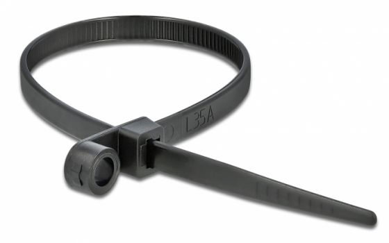 DELOCK Δεματικά καλωδίων 18950 με οπή στερέωσης, 200x4.8mm, μαύρα, 10τμχ - Cables - Adapters