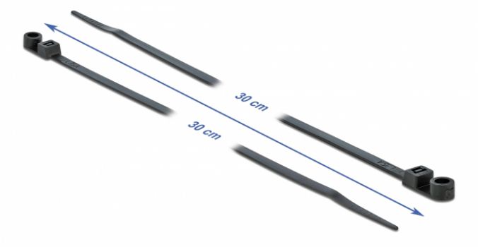 DELOCK Δεματικά καλωδίων 18951 με οπή στερέωσης, 300x4.8mm, μαύρα, 10τμχ - Cables - Adapters