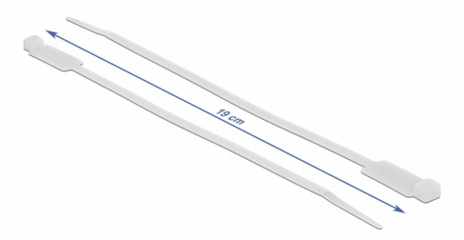 DELOCK Δεματικά καλωδίων 18956 με ετικέτα, 190x4.8mm, λευκά, 10τμχ - Cables - Adapters