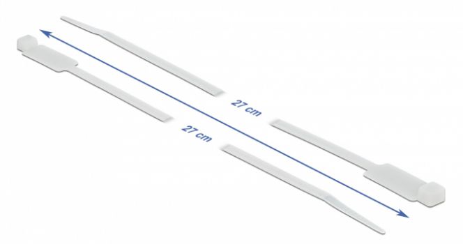 DELOCK Δεματικά καλωδίων 18957 με ετικέτα, 270x4.8mm, λευκά, 10τμχ - Cables - Adapters
