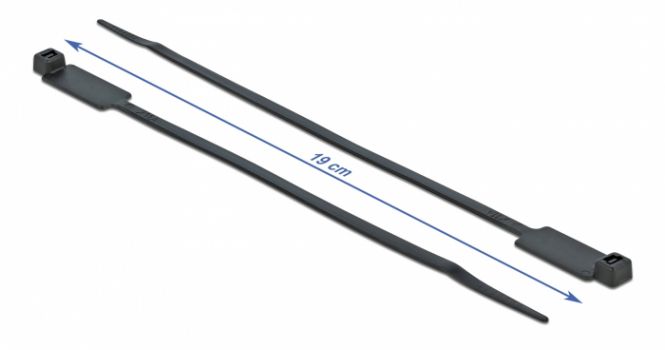 DELOCK Δεματικά καλωδίων 18960 με ετικέτα, 190x4.8mm, μαύρα, 10τμχ - Cables - Adapters