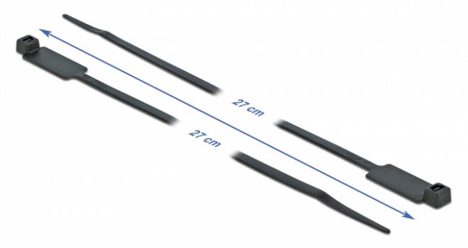 DELOCK Δεματικά καλωδίων 18961 με ετικέτα, 270x4.8mm, μαύρα, 10τμχ - Cables - Adapters