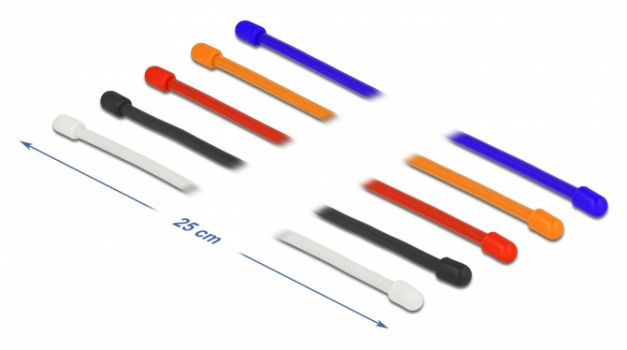 DELOCK Δεματικά καλωδίων 18972, εύκαμπτα, 250x4mm, χρωματιστά, 10τμχ - Cables - Adapters