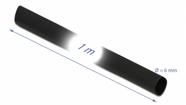 DELOCK Θερμοσυστελλόμενο μονωτικό για καλώδια 19999, 1mx6mm, 4:1 μαύρο - Cables - Adapters
