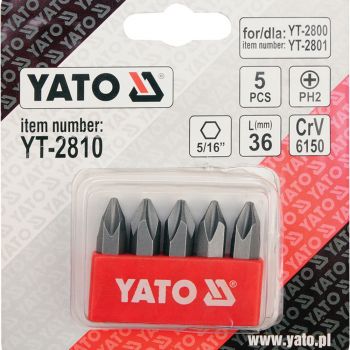 ΜYTΕΣ PH2 ΣΕΤ 5 ΤΜΧ. YT-2810 - Bits screw driving