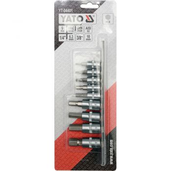 ΚΑΡΥΔΑΚΙΑ HEX ΣΕΤ 1/4-3/8 9ΤΕΜ YT-04401 - Socket sets(Collections) - Sockets