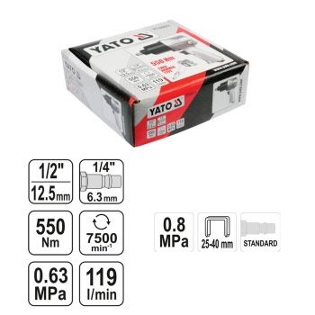 ΜΠΟΥΛΟΝΟΚΛΕΙΔΟ ΑΛΟΥΜΙΝΙΟΥ ΑΕΡΟΣ 1/2\'\' 550Νm YATO YT-09511 - Screwdrivers (All types) - Impact Wrench