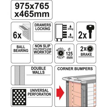 ΕΡΓΑΛΕΙΟΦΟΡΟΣ ΤΡΟΧΗΛΑΤΟΣ YT-55299 - Toolkits