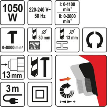 ΔΡΑΠΑΝΟ ΚΡΟΥΣΤΙΚΟ 1050W/13mm ΥΑΤΟ YT-82044 - Δράπανα