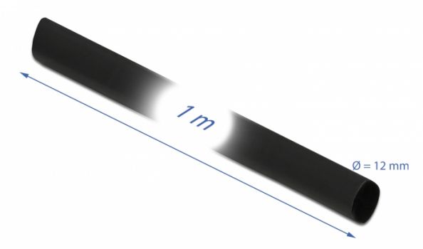 DELOCK Θερμοσυστελλόμενο μονωτικό για καλώδια 20659, 1mx12mm, 4:1 μαύρο - Cables - Adapters