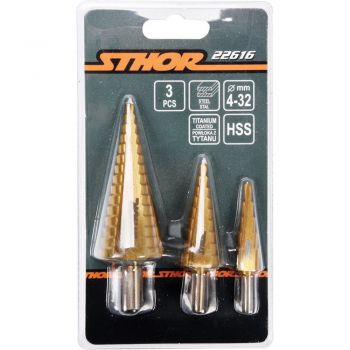 ΤΡΥΠΑΝΙ ΚΩΝΙΚΟ ΣΕΤ 3ΤΜΧ STHOR 22616 - Drills - Needles - Chisels 