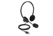 DELOCK headphones με μικρόφωνο 27178, stereo, USB, volume control, μαύρα - Περιφερειακά PC