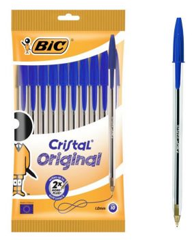 BIC στυλό διαρκείας Cristal με μύτη 1mm, μπλε, 10τμχ - Office Supplies