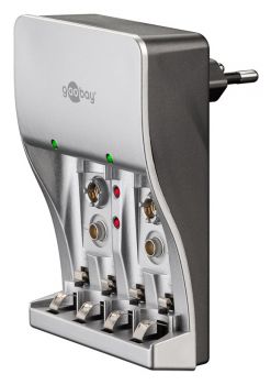 GOOBAY φορτιστής 40902 για μπαταρίες NiMH/CD AΑΑ/AA/9V, ασημί - Alkaline / Rechargeable batteries