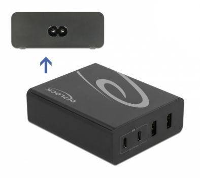 DELOCK USB σταθμός φόρτισης 41440 112W, 2x USB Type-C PD, 2x USB, μαύρος - Φορτιστές κινητών