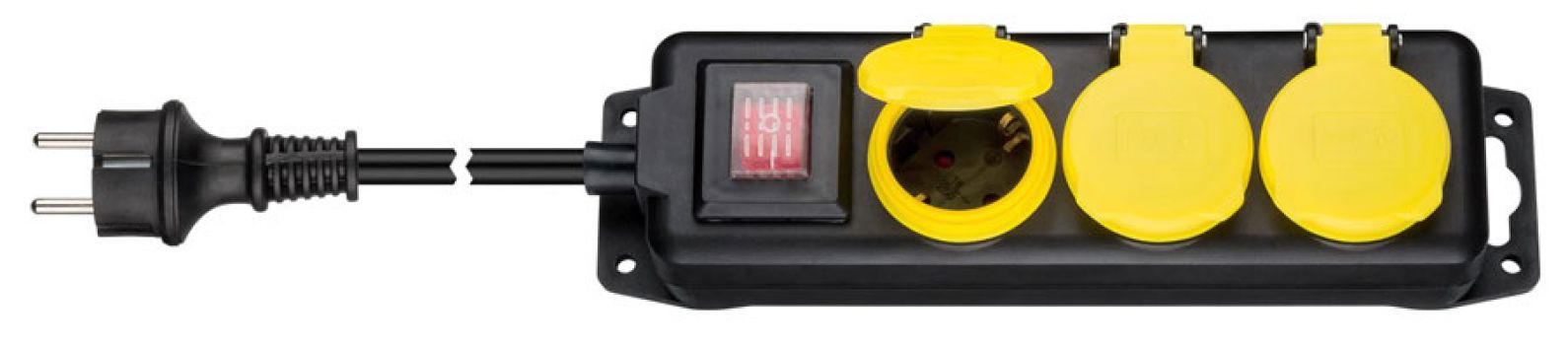 GOOBAY πολύπριζο 45193, 3x schuko, 16A, 3m, IP44, μαύρο-κίτρινο - Headlamps - Surges - Reels