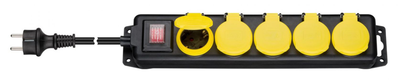 GOOBAY πολύπριζο 45194, 5x schuko, 16A, 3m, IP44, μαύρο-κίτρινο - Headlamps - Surges - Reels
