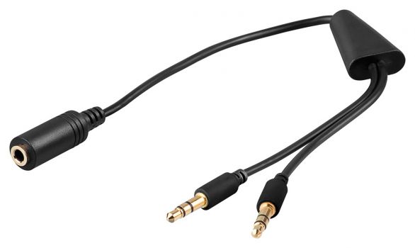 GOOBAY αντάπτορας 3.5mm 4pin σε 2x 3.5mm 3pin 48980, 0.4m, μαύρο - Cables - Adapters