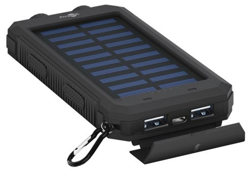 GOOBAY power bank με φακό 49216, ηλιακό, 8000mAh, 2x output, 2A, μαύρο - Power Bank