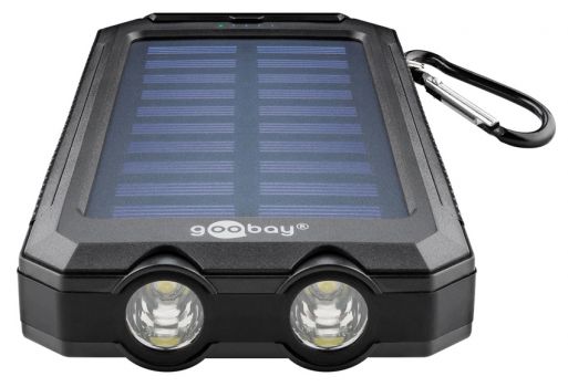 GOOBAY power bank με φακό 49216, ηλιακό, 8000mAh, 2x output, 2A, μαύρο - Power Bank