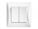 Lineme - Recessed Wall Switch for Light Control with Frame and Two Buttons Aller Retour White - Electrical equipment
