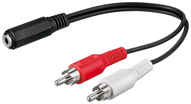 GOOBAY αντάπτορας 3.5mm θηλυκό σε 2x αρσενικό RCA 50092, 0.2m, μαύρο - Cables - Adapters
