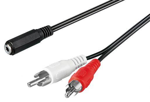 GOOBAY αντάπτορας 3.5mm θηλυκό σε 2x RCA αρσενικό 50442, 1.4m, μαύρο - Cables - Adapters