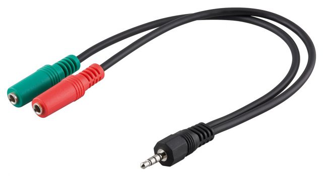 GOOBAY αντάπτορας 3.5mm AUX 4-pin σε 2x AUX 3-pin 50467, 0.3m, μαύρο - Cables - Adapters