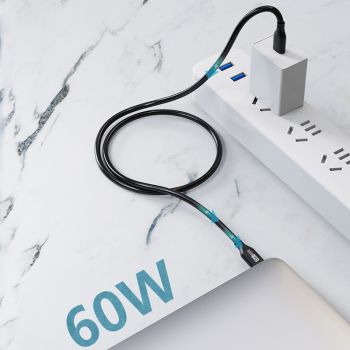 CABLETIME καλώδιο USB Type-C CM60, PD 60W, 3A, 2m, μαύρο - Καλώδια