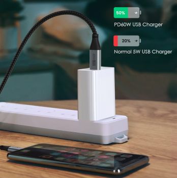 CABLETIME καλώδιο USB Type-C C160, PD 60W, 3Α, 1m, γκρι - Καλώδια