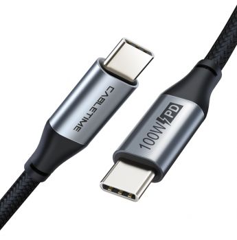 CABLETIME καλώδιο USB Type-C C160, PD 100W, 5A, 1m, μαύρο - Καλώδια