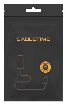 CABLETIME καλώδιο USB Type-C CMCM60, 60W, 3A, 4K, 1m, γκρι - Καλώδια