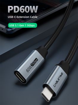 CABLETIME καλώδιο USB Type-C αρσενικό σε θηλυκό CMCM60, 4K, 0.5m, γκρι - Καλώδια