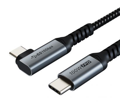 CABLETIME καλώδιο USB Type-C C160, USB 3.2, PD 100W, γωνιακό, 1m, μαύρο - Καλώδια