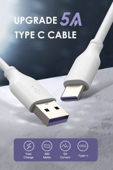CABLETIME καλώδιο USB 2.0 σε USB Type-C C160, 5A, 1m, λευκό - Καλώδια