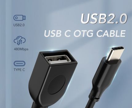CABLETIME καλώδιο USB Type-C σε USB 2.0 CMAF2, 480Mbps, 0.15m, μαύρο - Καλώδια