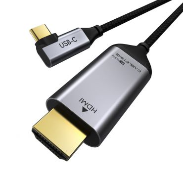 CABLETIME καλώδιο USB-C 90 Degree σε HDMI C160, Coaxial, 4K, 1.8m, μαύρο - Cables - Adapters