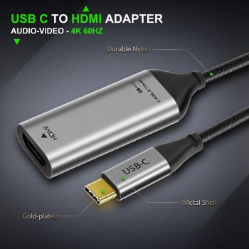 CABLETIME αντάπτορας USB-C σε HDMI C160, 4K/60HZ, 0.15m, μαύρος - Cables - Adapters