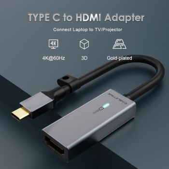CABLETIME καλώδιο USB-C σε HDMI C160, με LED, Ring, 4K, 0.15m, μαύρο - Cables - Adapters