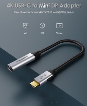CABLETIME καλώδιο USB-C σε Mini DisplayPort C160, 4K, 0.15m, μαύρο - Cables - Adapters