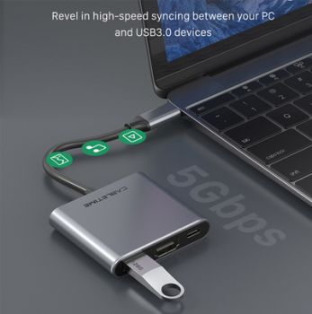 CABLETIME docking station C160, USB-C/HDMI/USB 3.0, 4K, 0.15m, γκρι - Περιφερειακά PC