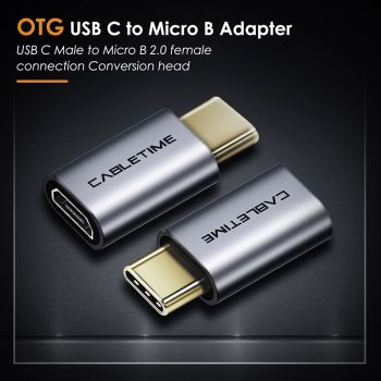 CABLETIME αντάπτορας USB Type-C σε USB Micro θηλυκό C160, γκρι - Καλώδια