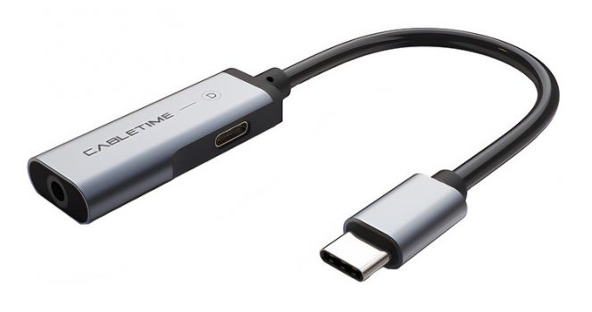 CABLETIME αντάπτορας USB Type-C σε USB Type-C & 3.5mm C160, 0.1m, γκρι - Καλώδια