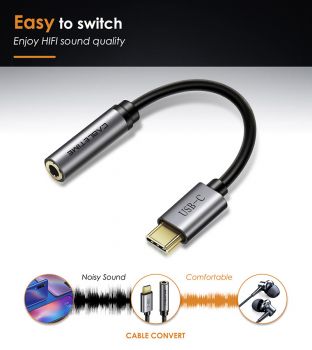 CABLETIME καλώδιο USB Type-C σε 3.5mm θηλυκό C160, 0.1m, μαύρο - Καλώδια