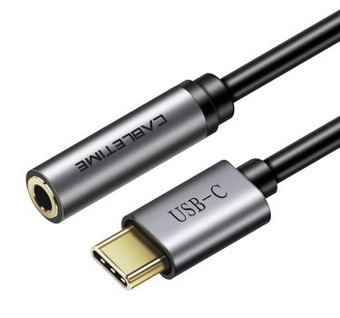 CABLETIME καλώδιο USB Type-C σε 3.5mm θηλυκό C160, 0.1m, μαύρο - Καλώδια