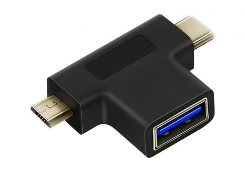 CABLETIME αντάπτορας USB 3.0 σε USB-C & Micro USB C160, μαύρος - Cables