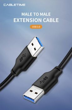 CABLETIME καλώδιο USB 3.0 C160, 5Gbps, 3m, μαύρο - Cables - Adapters