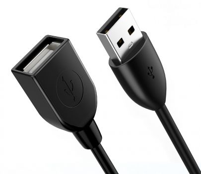 CABLETIME καλώδιο USB 2.0 αρσενικό σε θηλυκό C160, 3A, 0.5m, μαύρο - Cables - Adapters